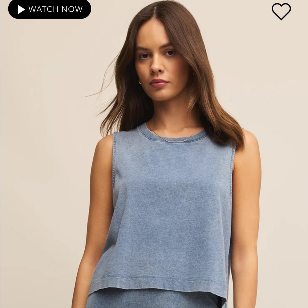 Z Supply Blue Crop Muscle Tee